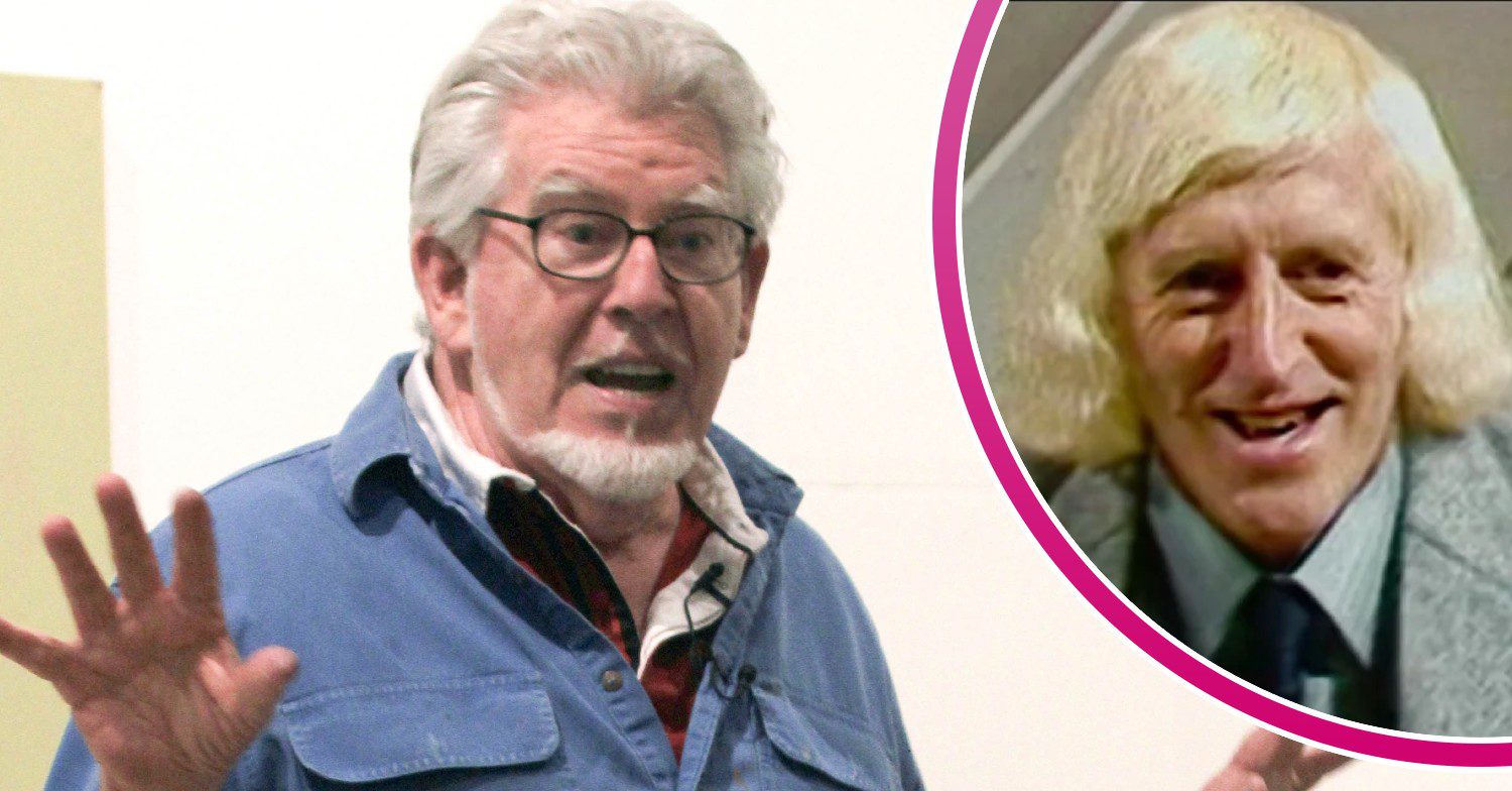 Rolf Harris speaking / Jimmy Savile smiling at the camera