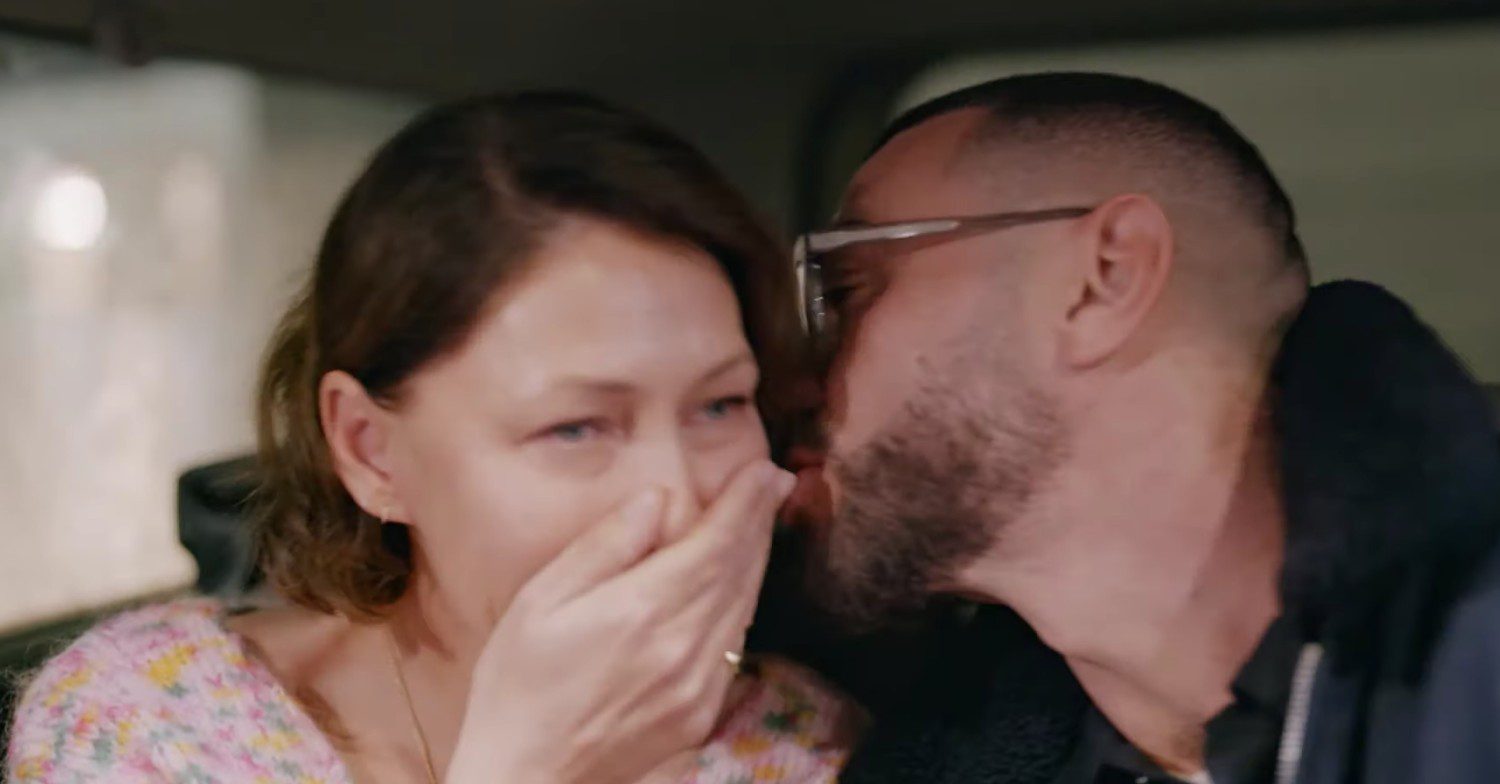 Matt Willis kissing his wife Emma who is crying
