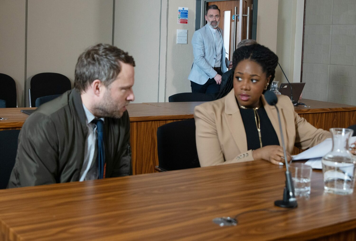 Paul and Dee-Dee in Corrie are in court and have no idea shocked Billy has entered the room
