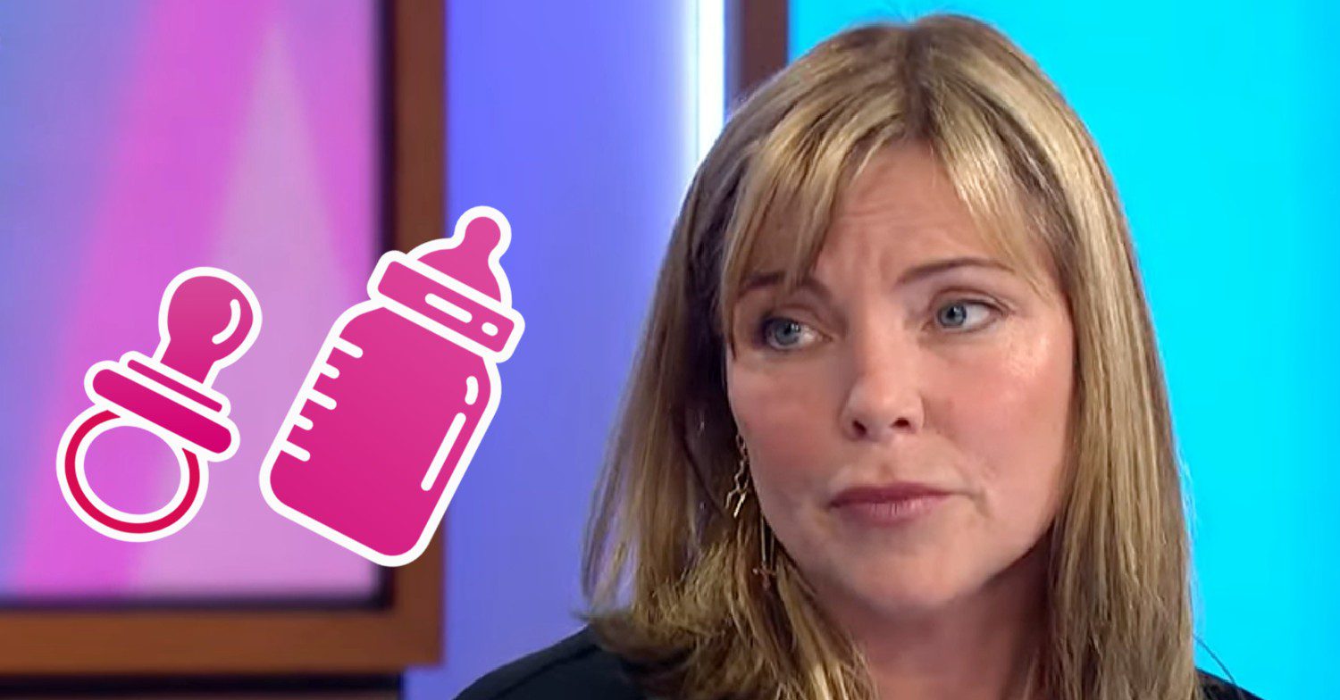 Samantha Womack comp image with baby dummy and bottle