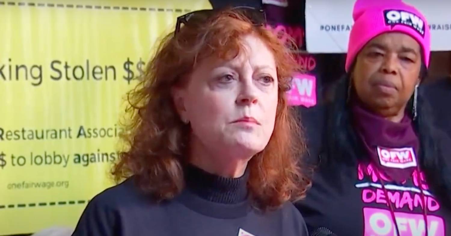 Susan Sarandon speaks at rally