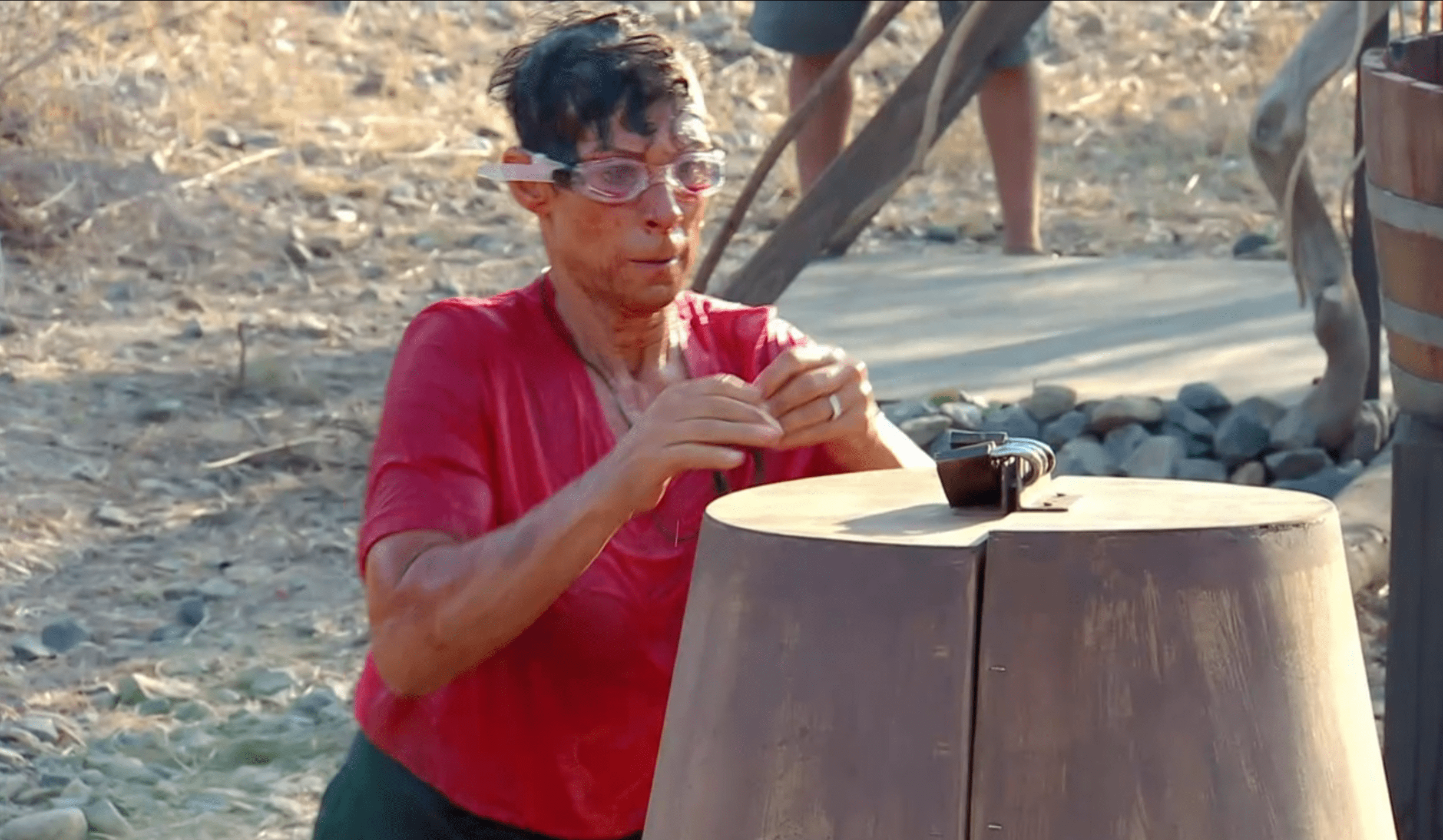 Fatima completing a trial on I'm A Celebrity