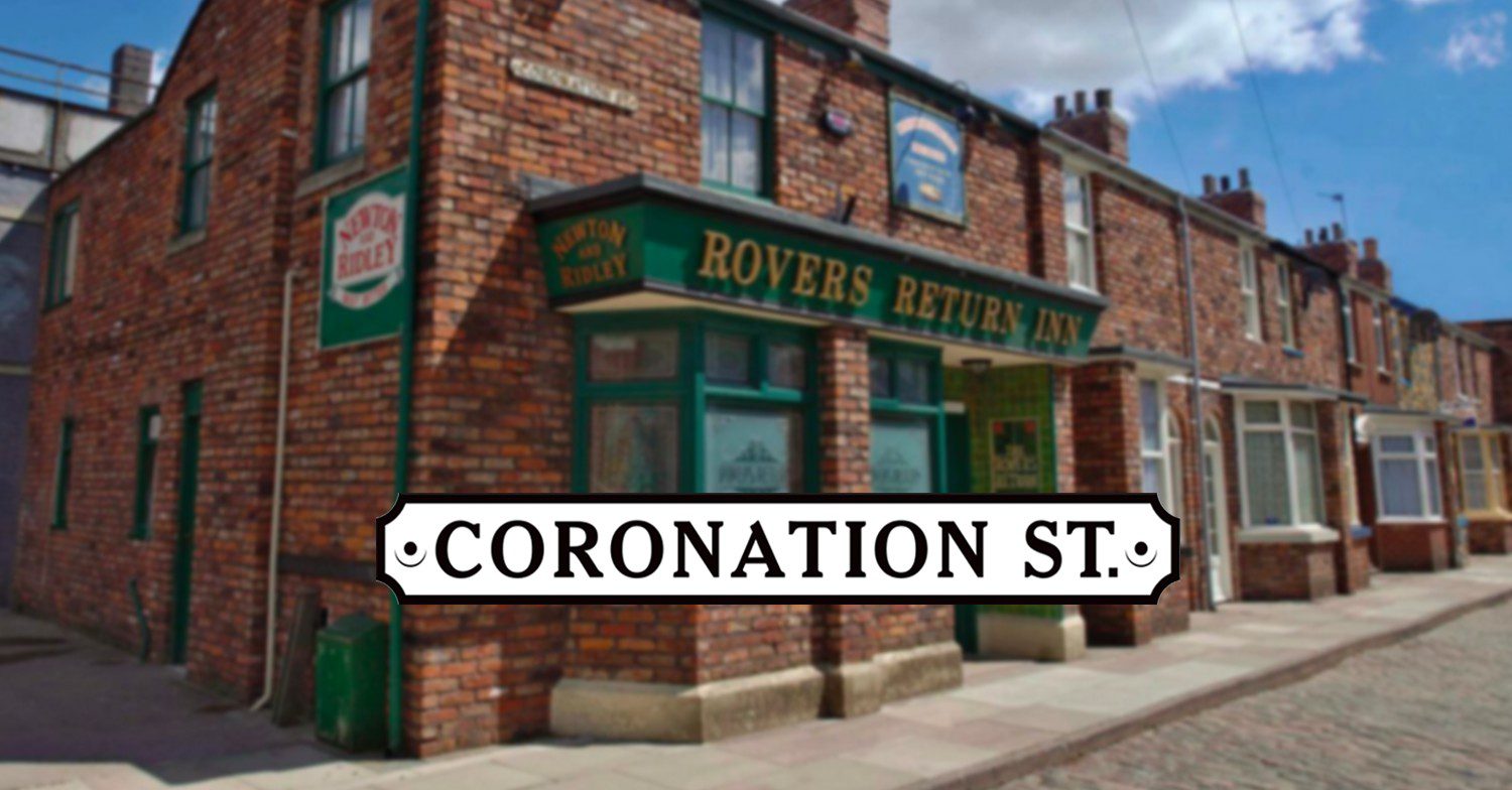 Coronation Street's logo with background of the Rovers