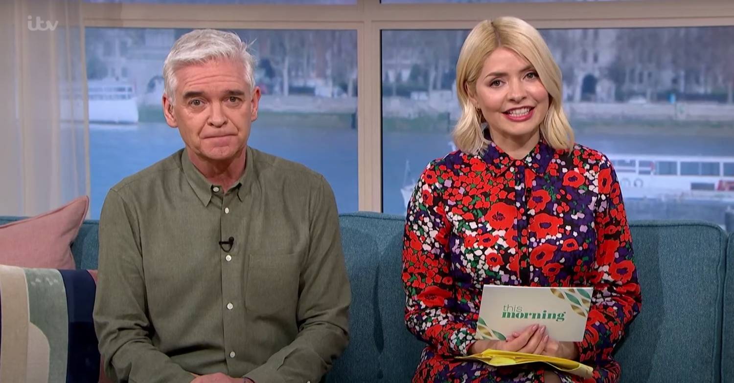 Phillip Schofield and Holly Willoughby sit next to one another