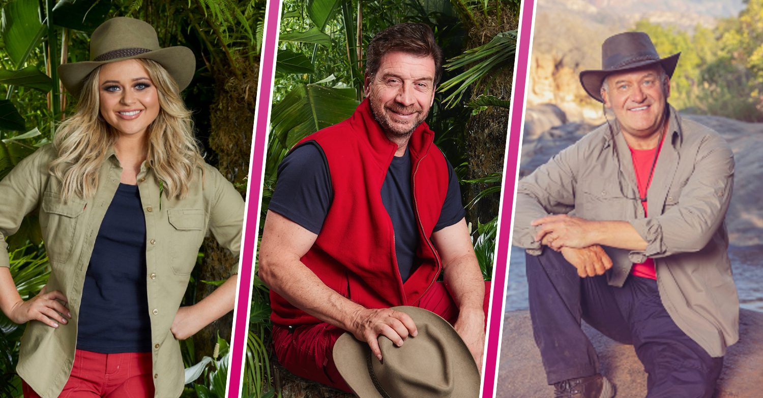 Emily Atack, Nick Knowles and Paul Burrell pose for I'm A Celeb