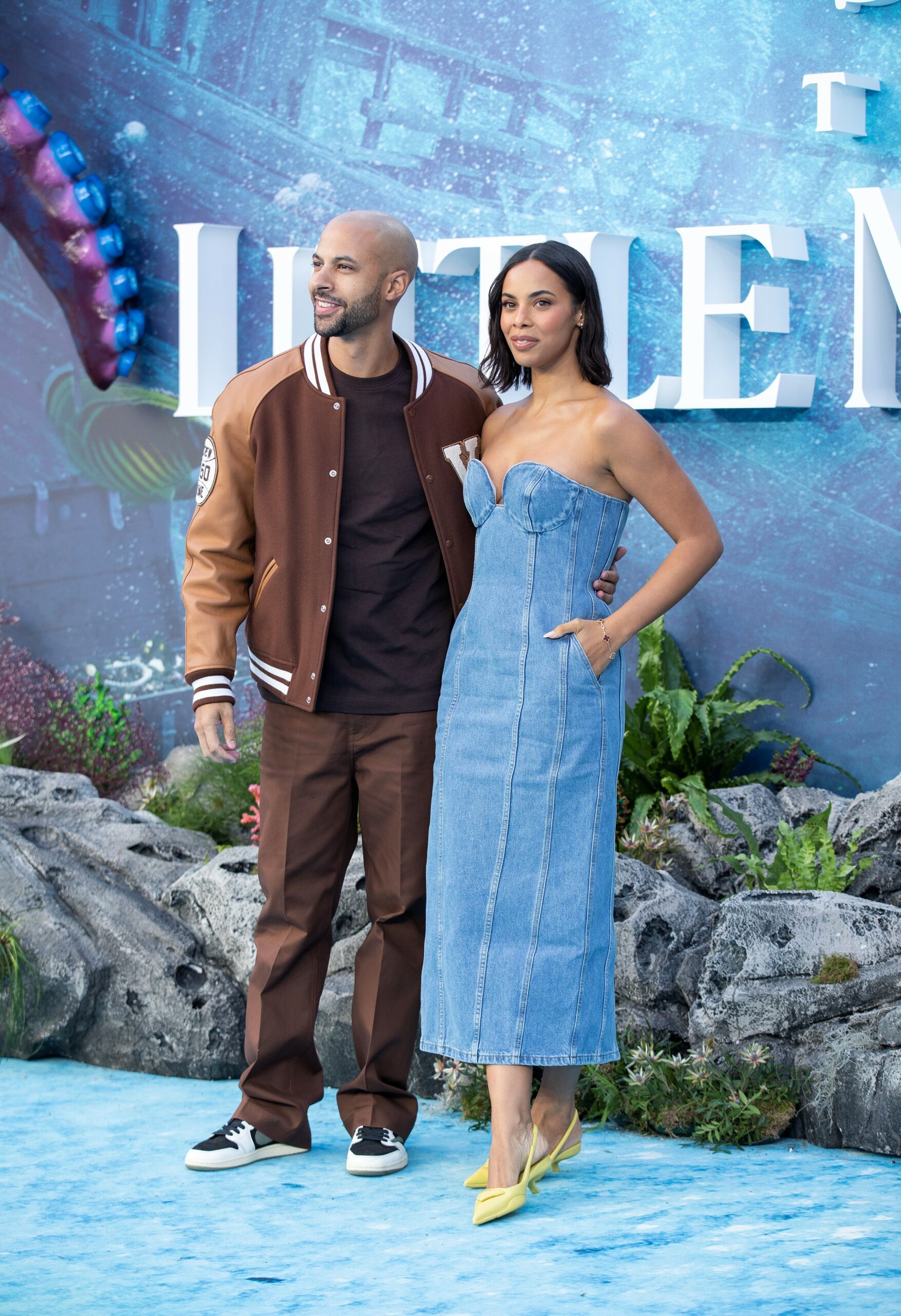 Rochelle and Marvin Humes posing at The Little Mermaid premiere