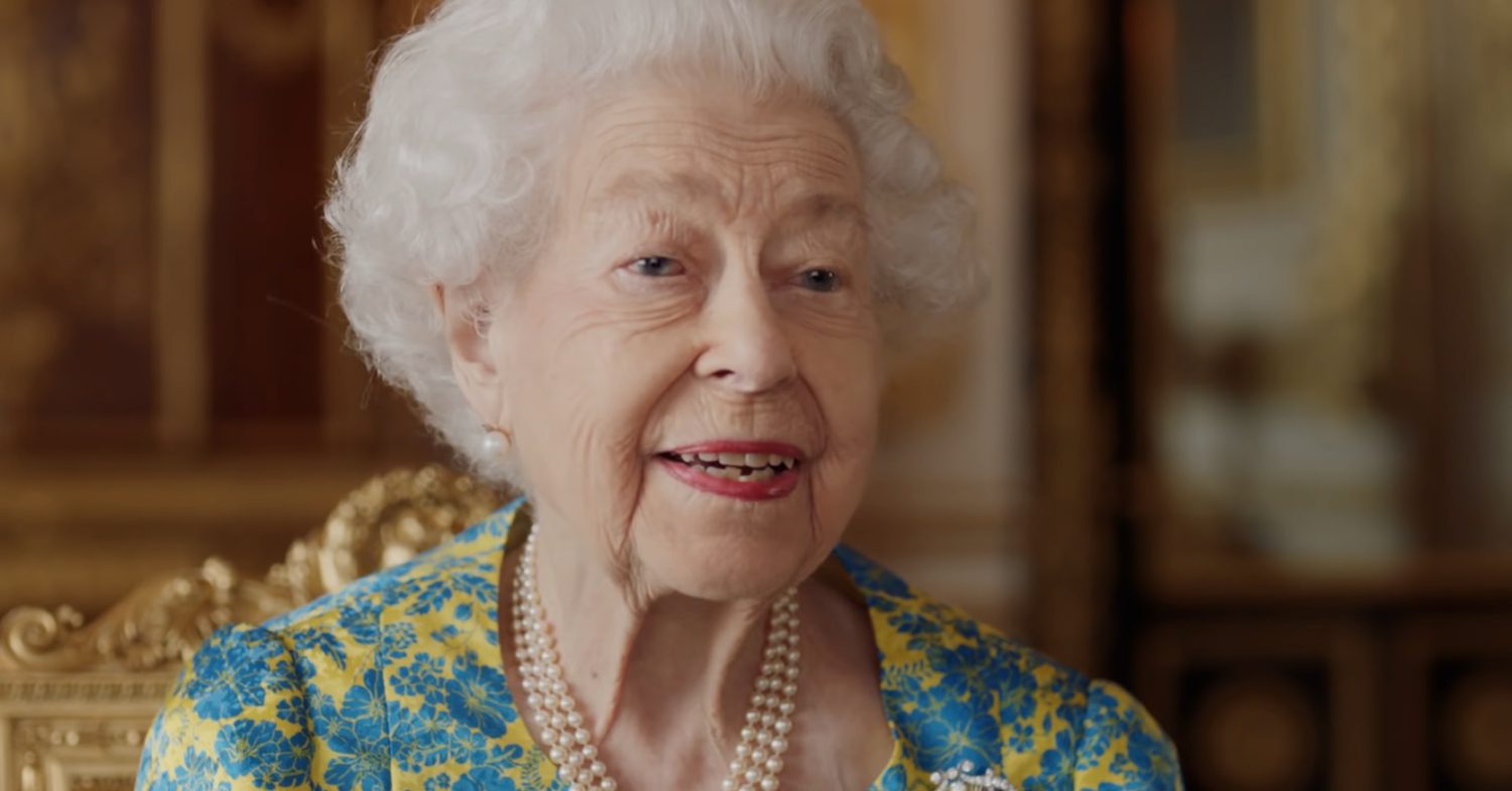 The Queen smiles in the Paddington sketch