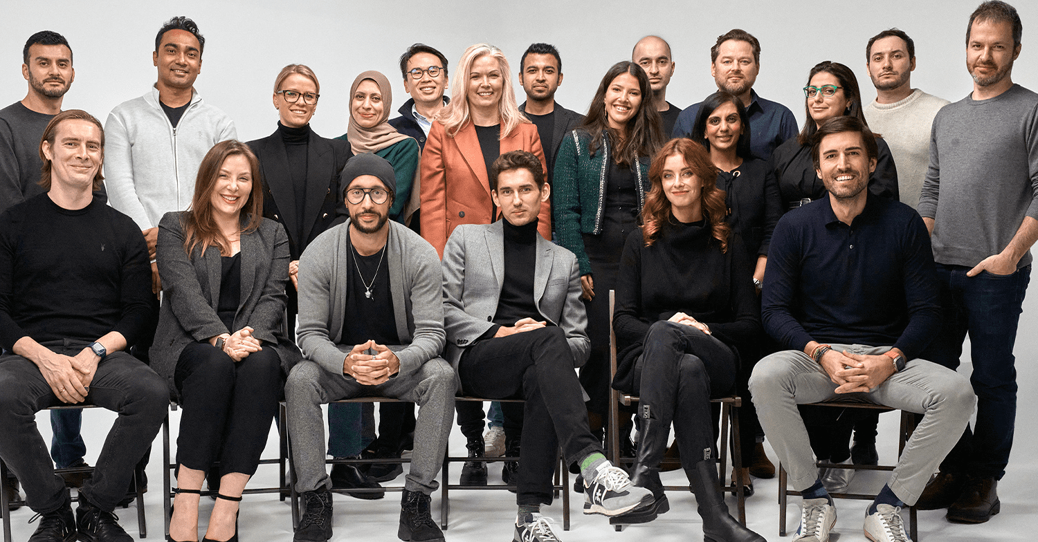 Workers sat together for a group photo