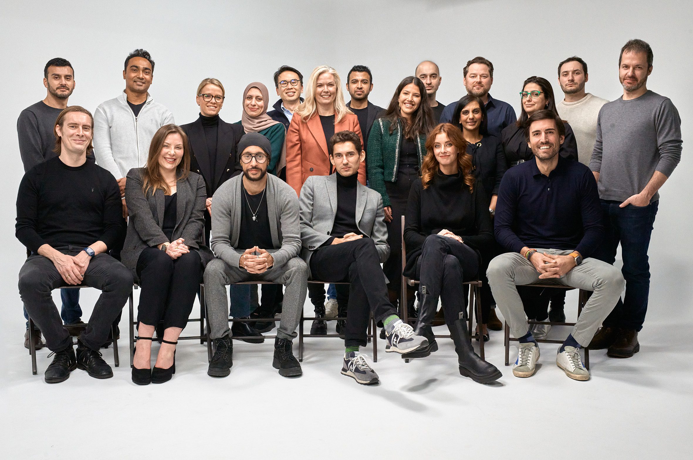 Workers sat together for a group photo