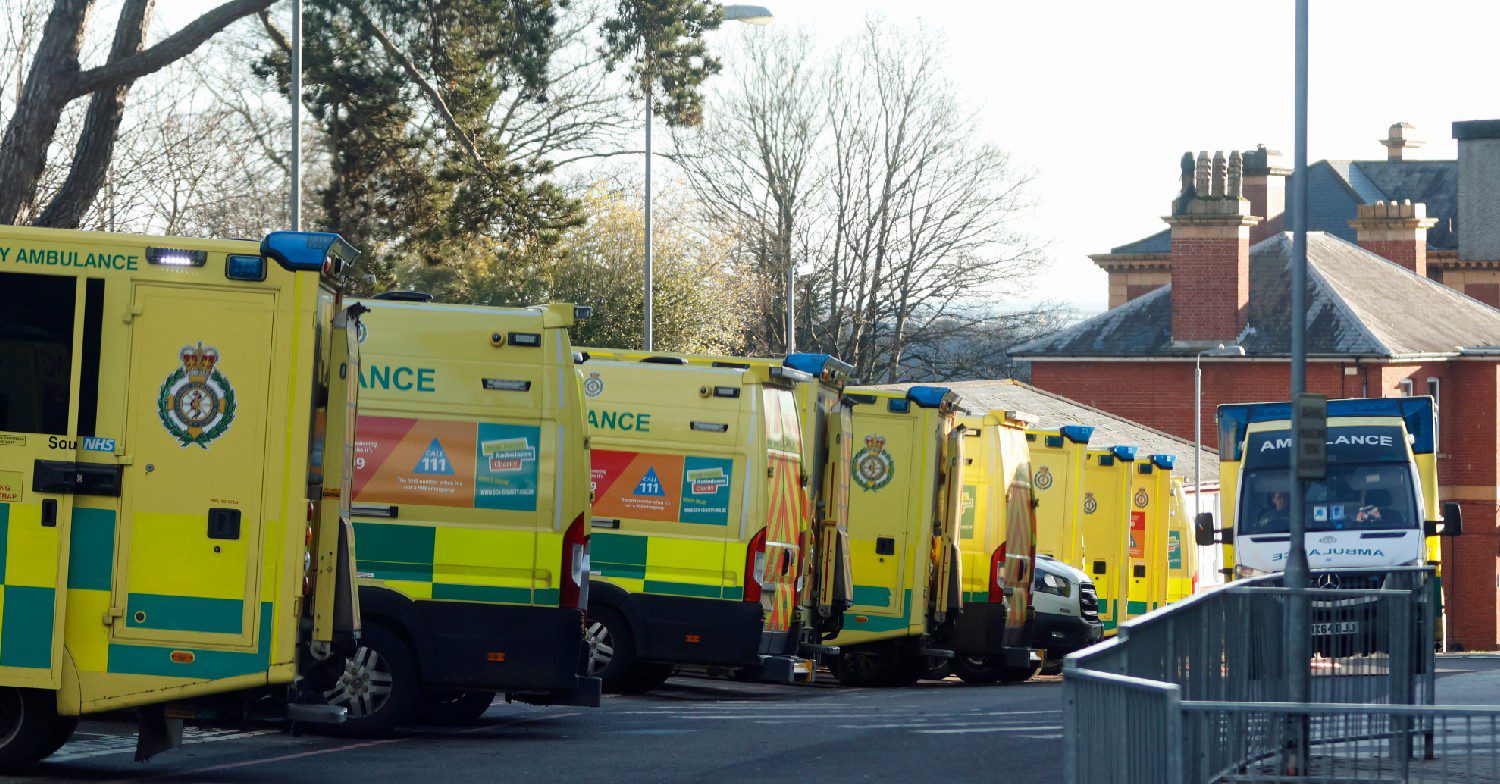 Ambulances outside a hospital