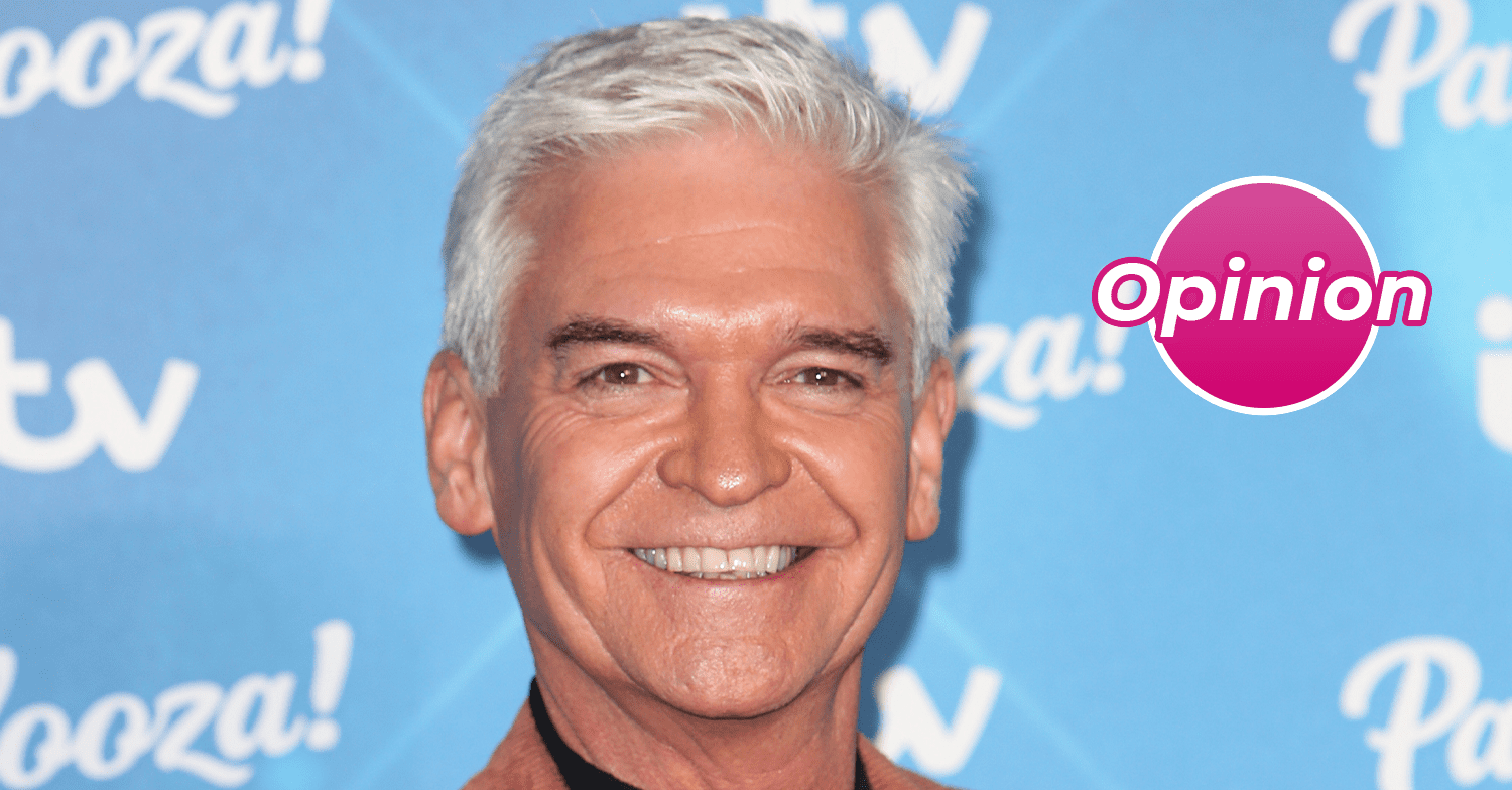 Phillip Schofield smiling wearing a brown jacket