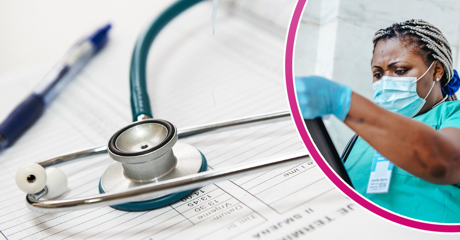 Stethoscope / Nurse looking concerned