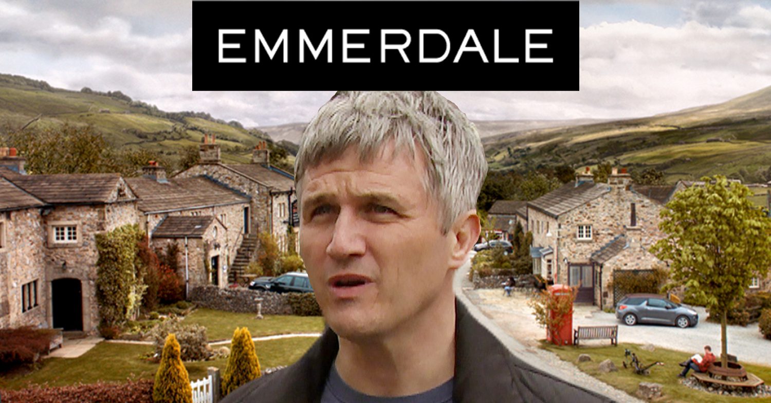 Emmerdale's Caleb, the Emmerdale logo and background of the Dales