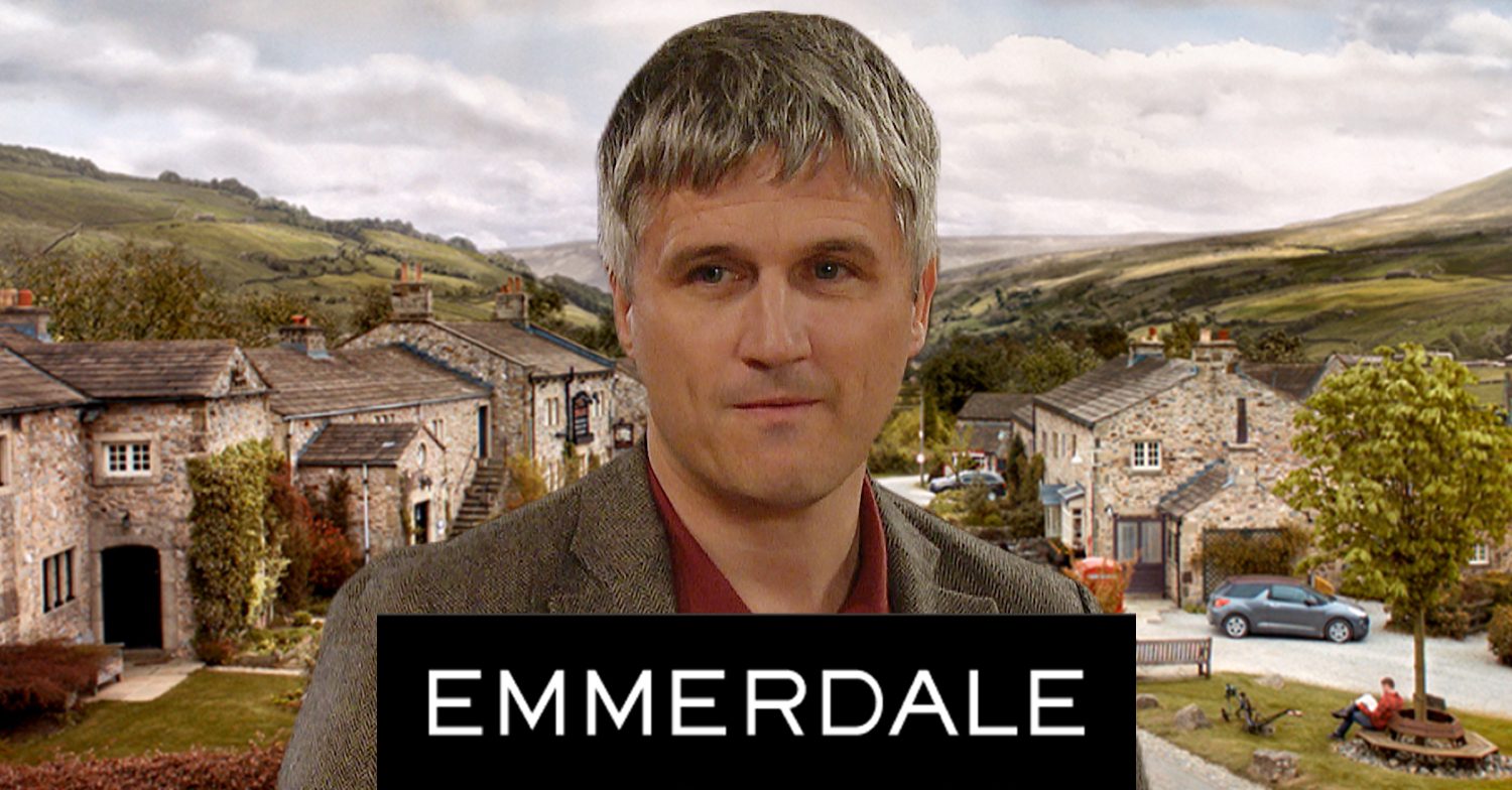 Emmerdale's Caleb, the Emmerdale logo and background of the Dales
