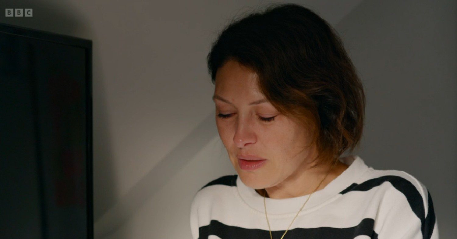 Emma Willis looking down on Fighting Addiction documentary