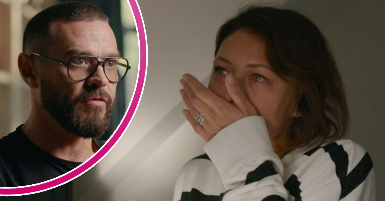 Matt Willis talking and Emma Willis crying in Fighting Addiction documentary