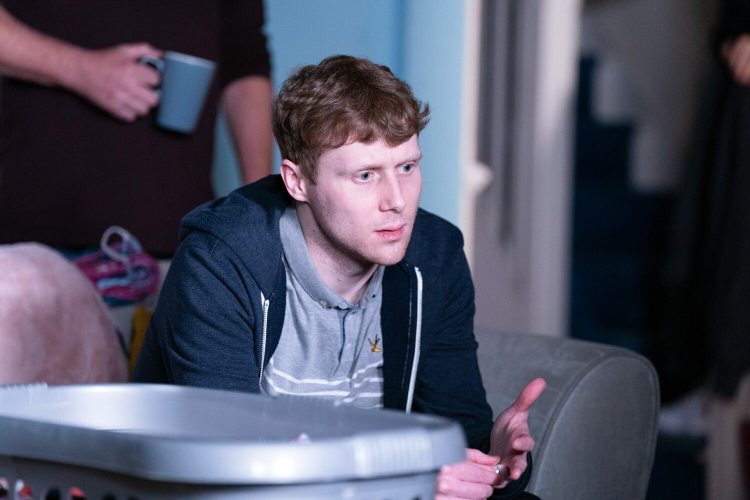 Jay looking tired and sad on EastEnders