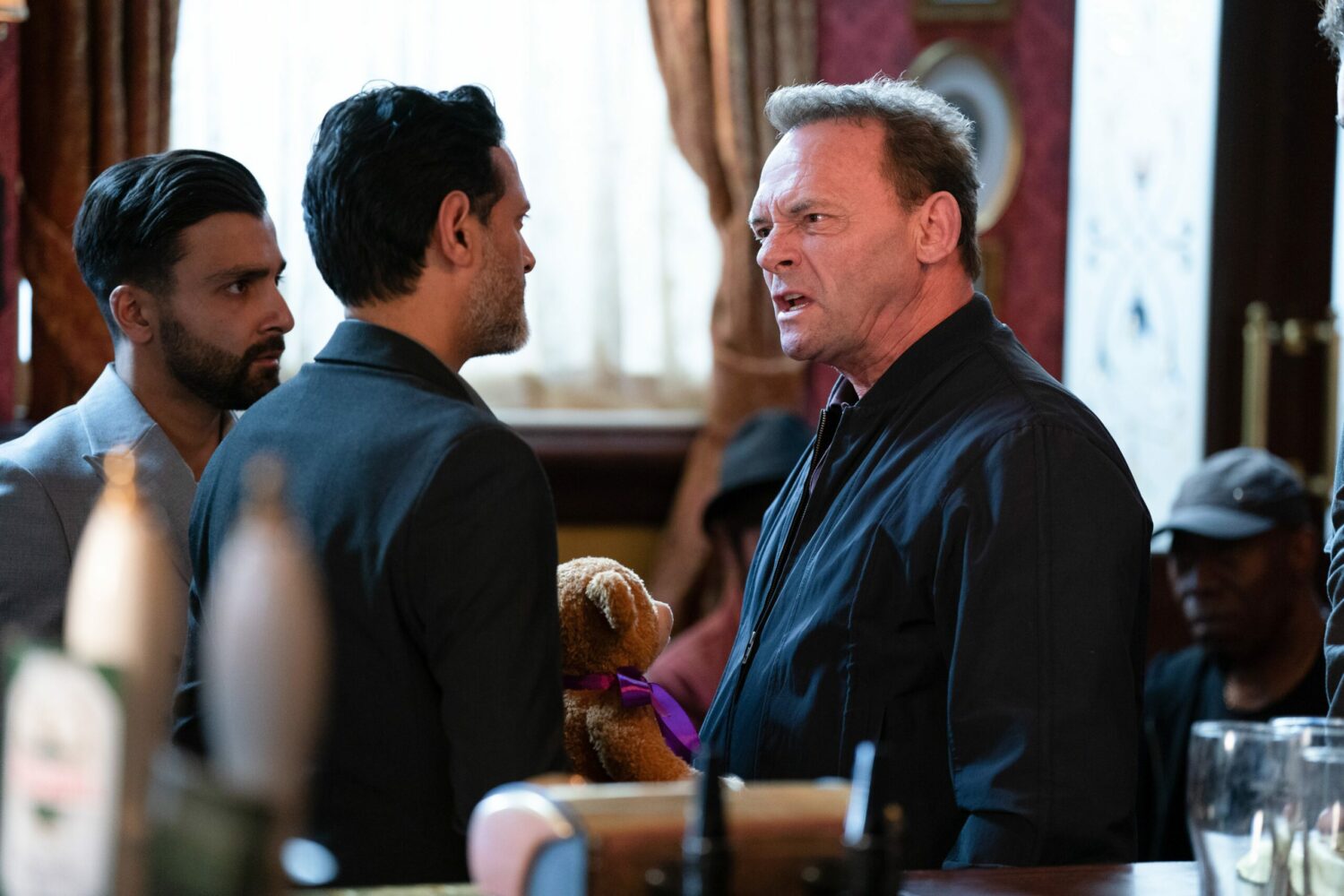 Billy screams in Nish's face on EastEnders