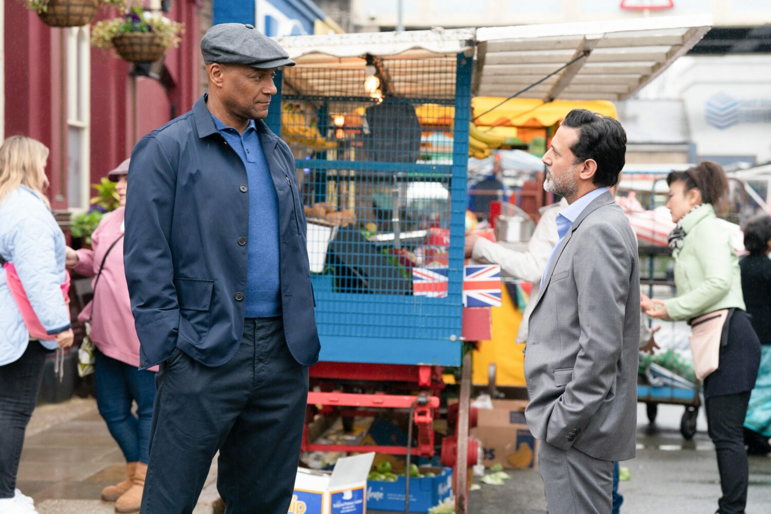 George and Nish in tense conversation on EastEnders