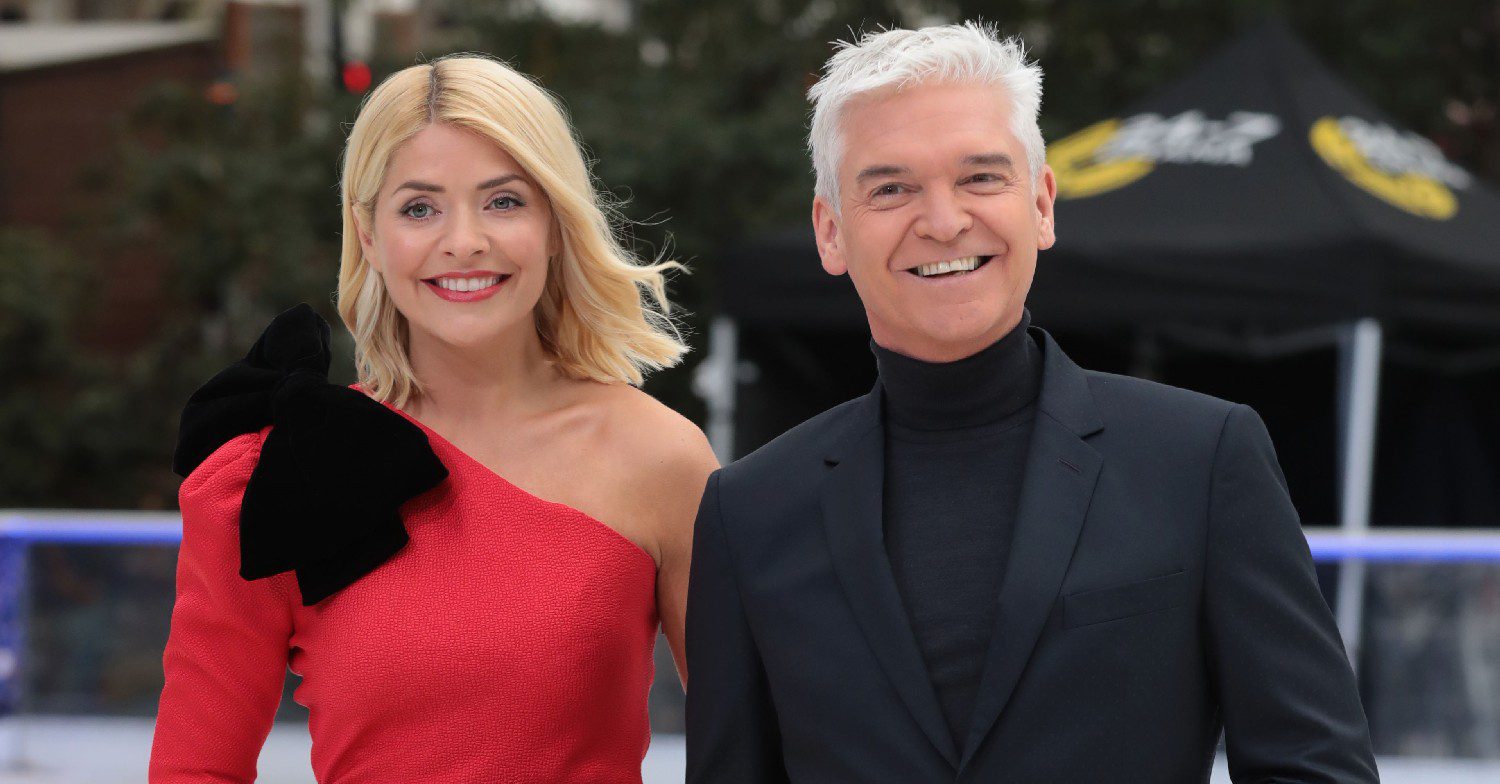 Holly Willoughby and Phillip Schofield smiling at Dancing On Ice launch in 2019