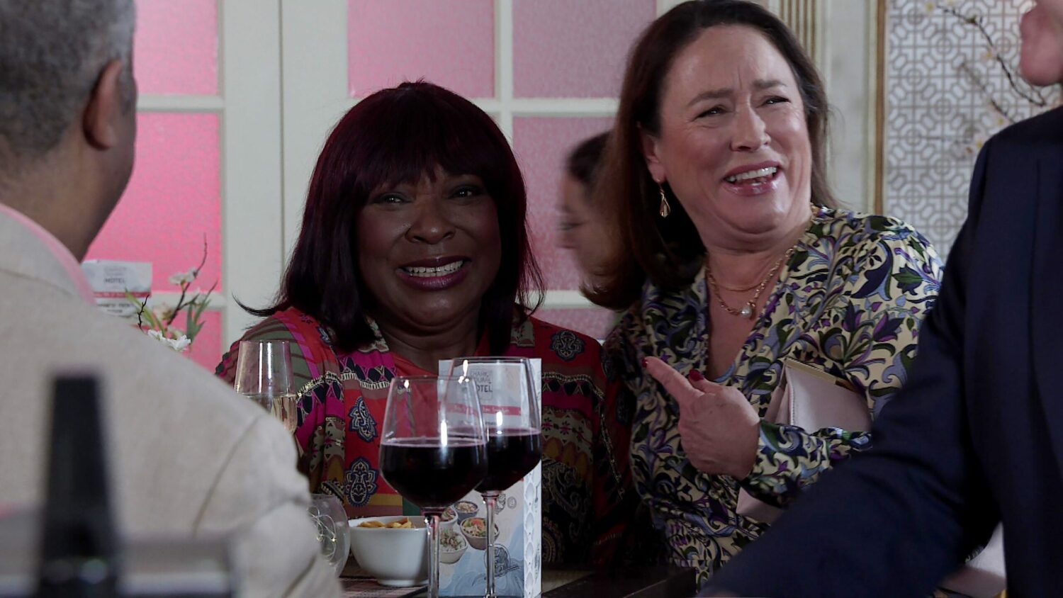 Coronation Street's Aggie smiling with Yvette