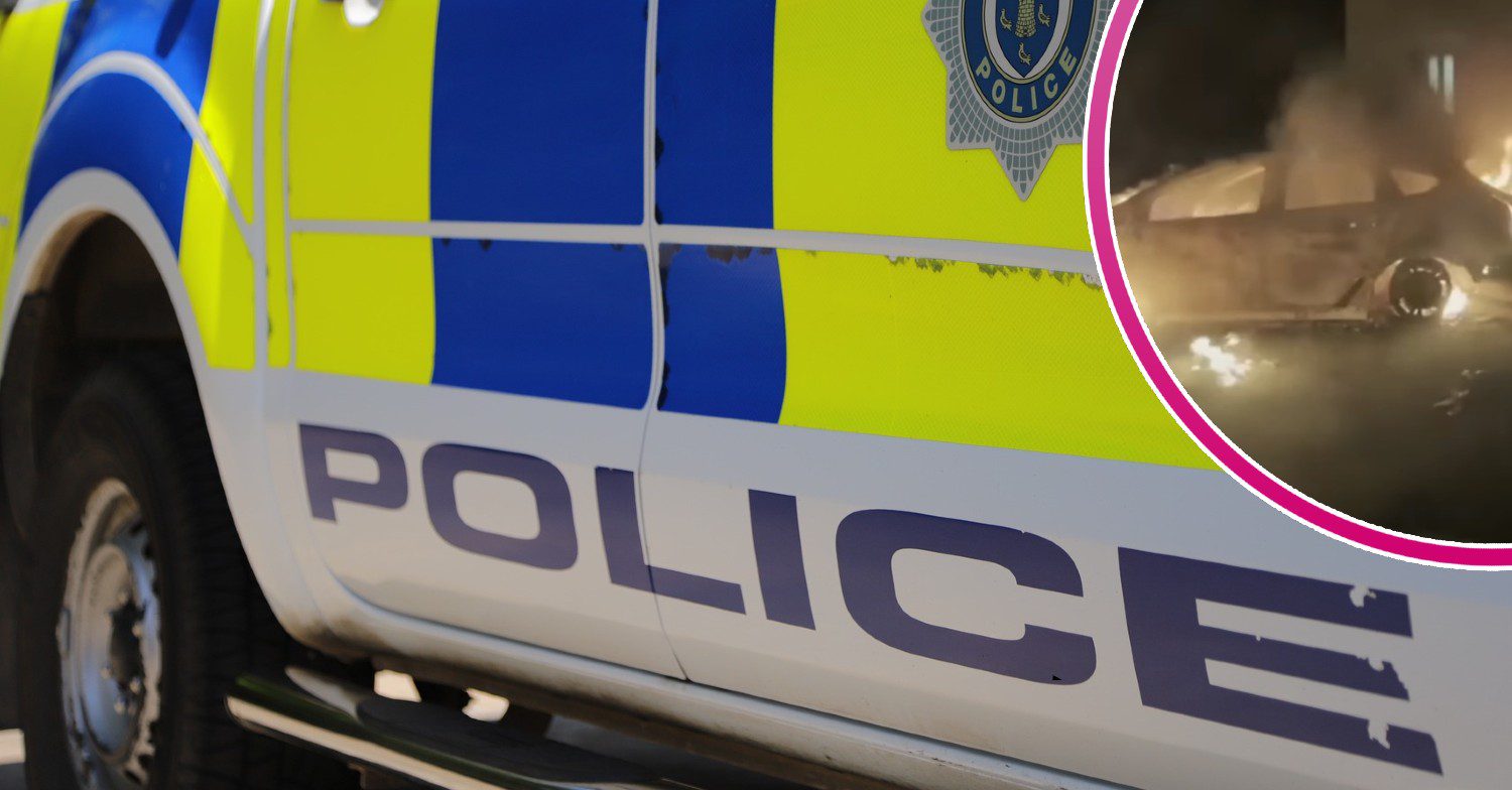 Police car / burning car