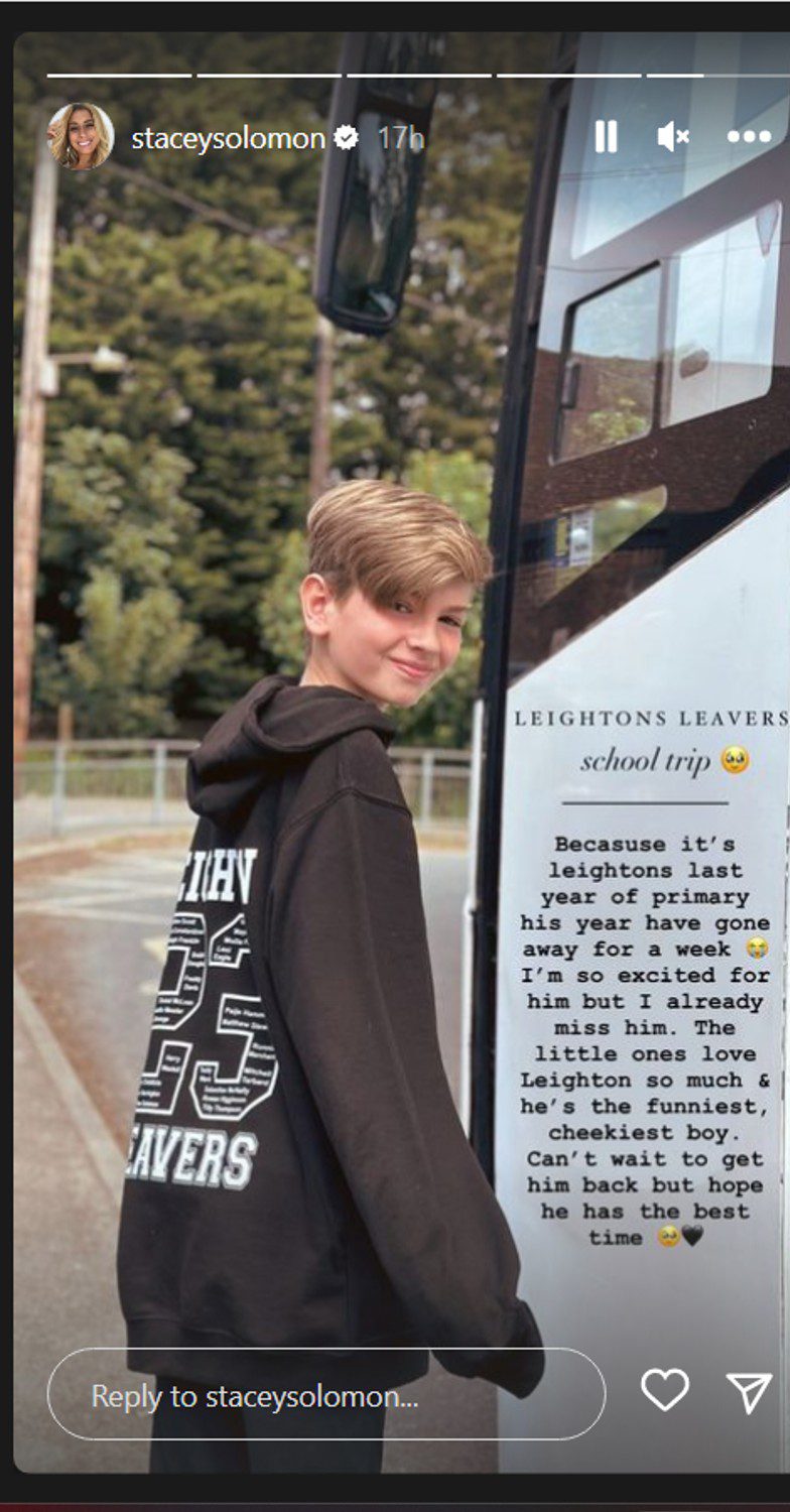 Stacey Solomon son smiling on Instagram