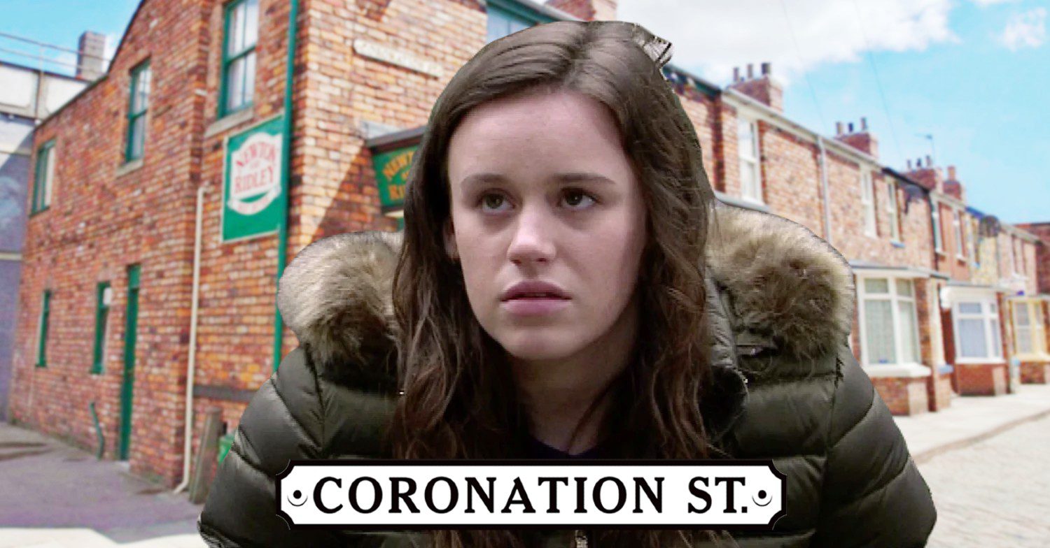 Faye looking worried on Coronation Street; inset, show logo and Rovers background (Credit: ITV/Composite: ED!)