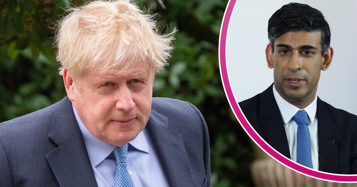 Boris Johnson and Rishi Sunak frown