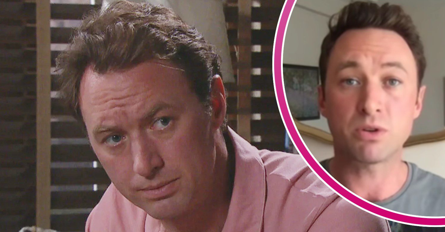 Liam looking thoughtful on Emmerdale; inset, actor Jonny McPherson (Credit: ITV/YouTube/Composite: ED!)