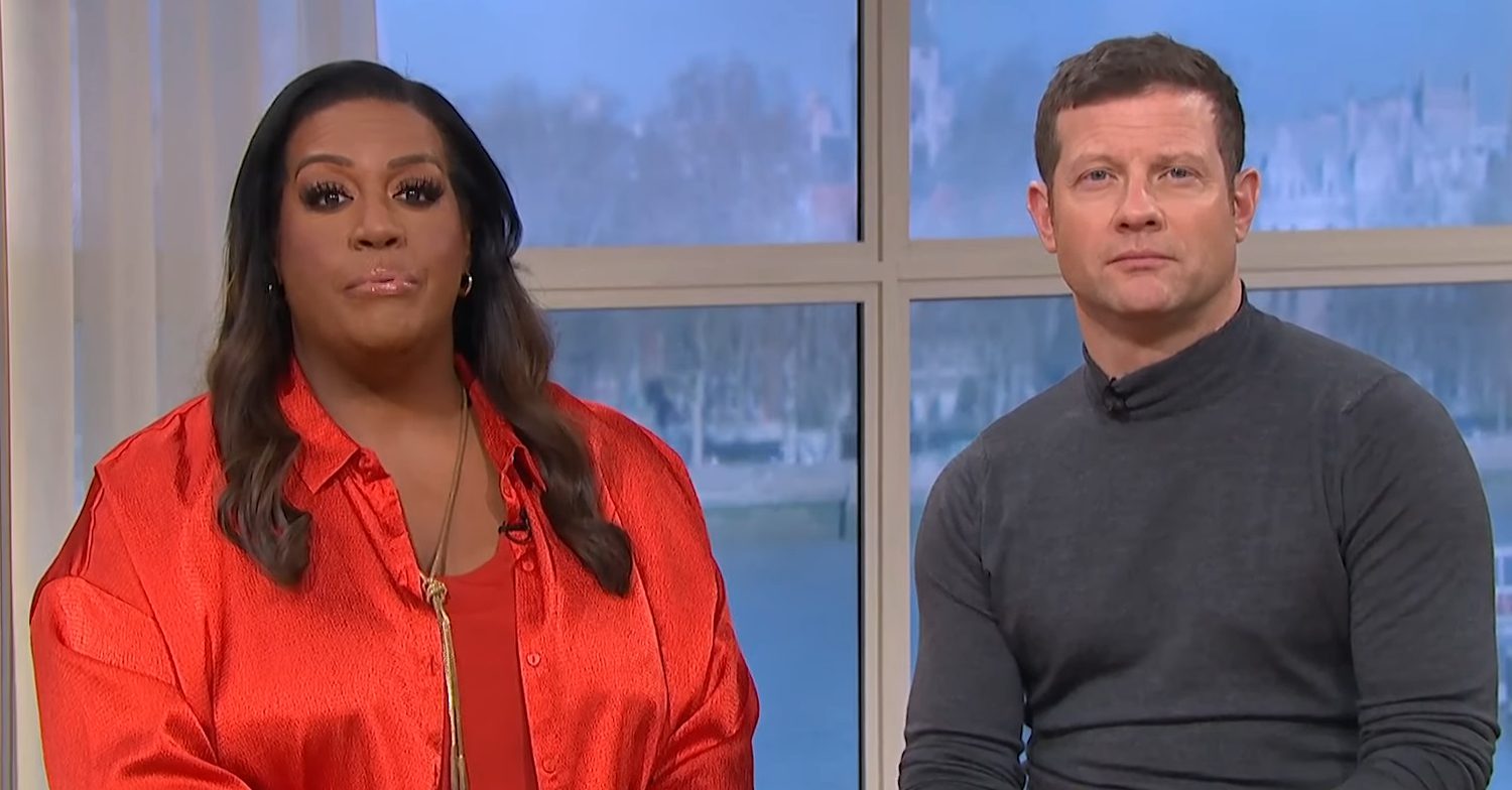 Alison Hammond and Dermot O'Leary frown on This Morning on ITV