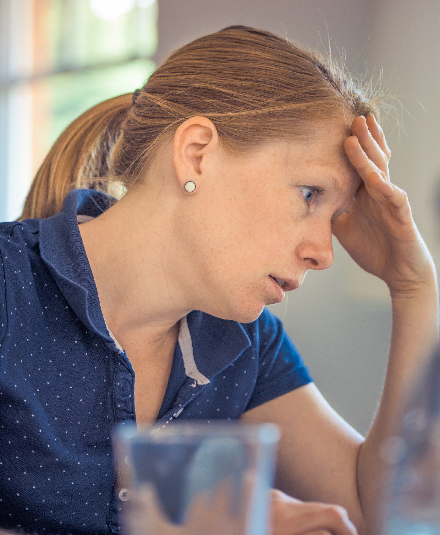 Woman looking stressed