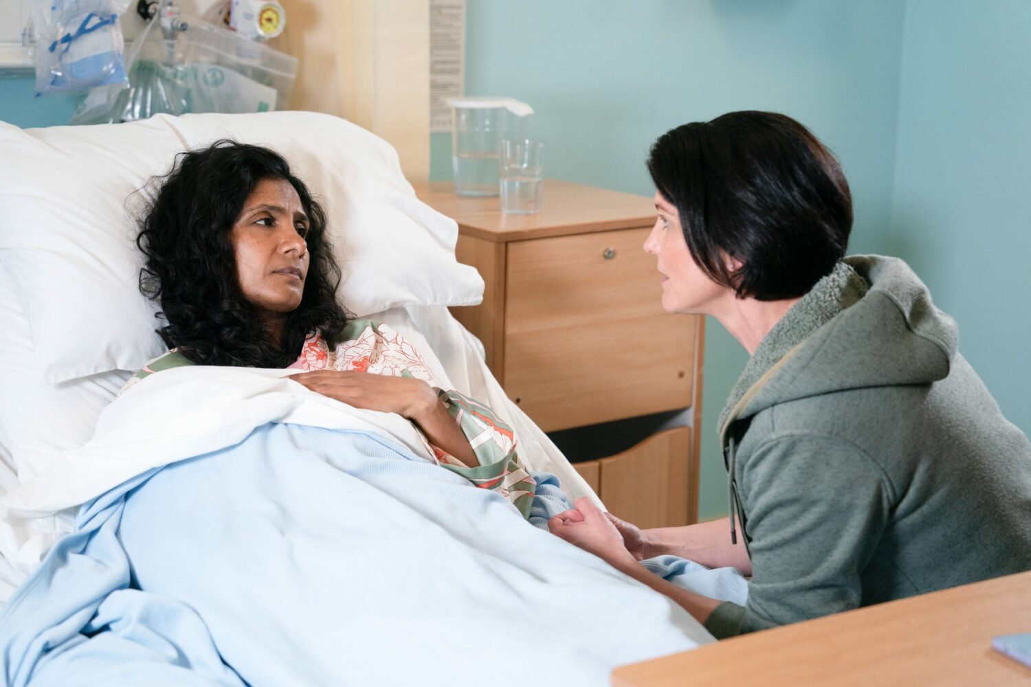 EastEnders' Suki is in a hospital bed with Eve by her side