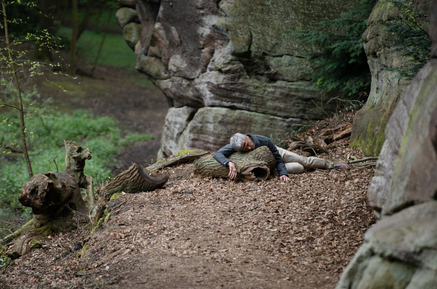 Caleb at the bottom of the ravine