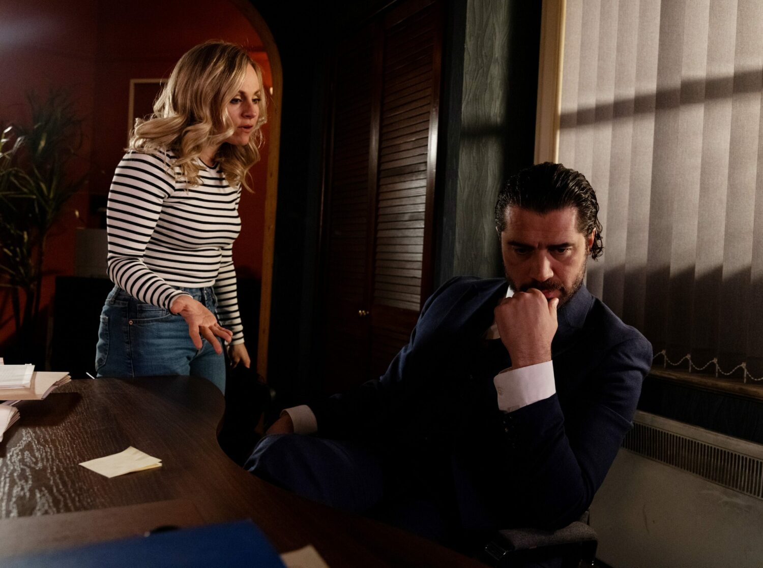 Coronation Street's Adam is unable to look a pleading Sarah in the eye