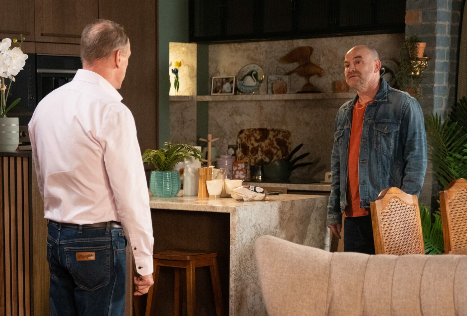 Coronation Street's Stephen and Tim are talking in the apartment