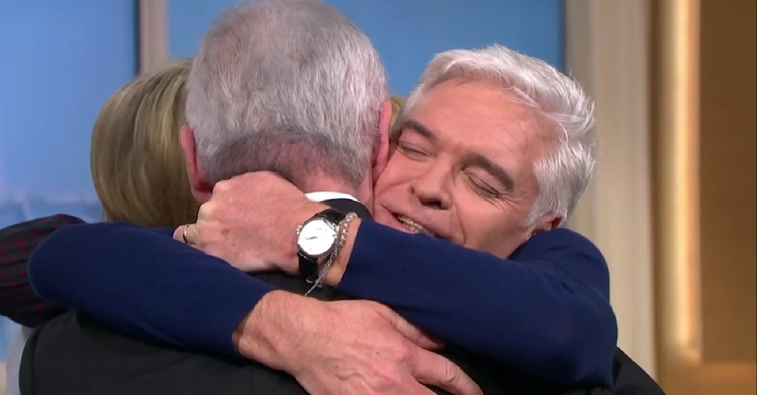 Eamonn Holmes hugging Phillip Schofield 
