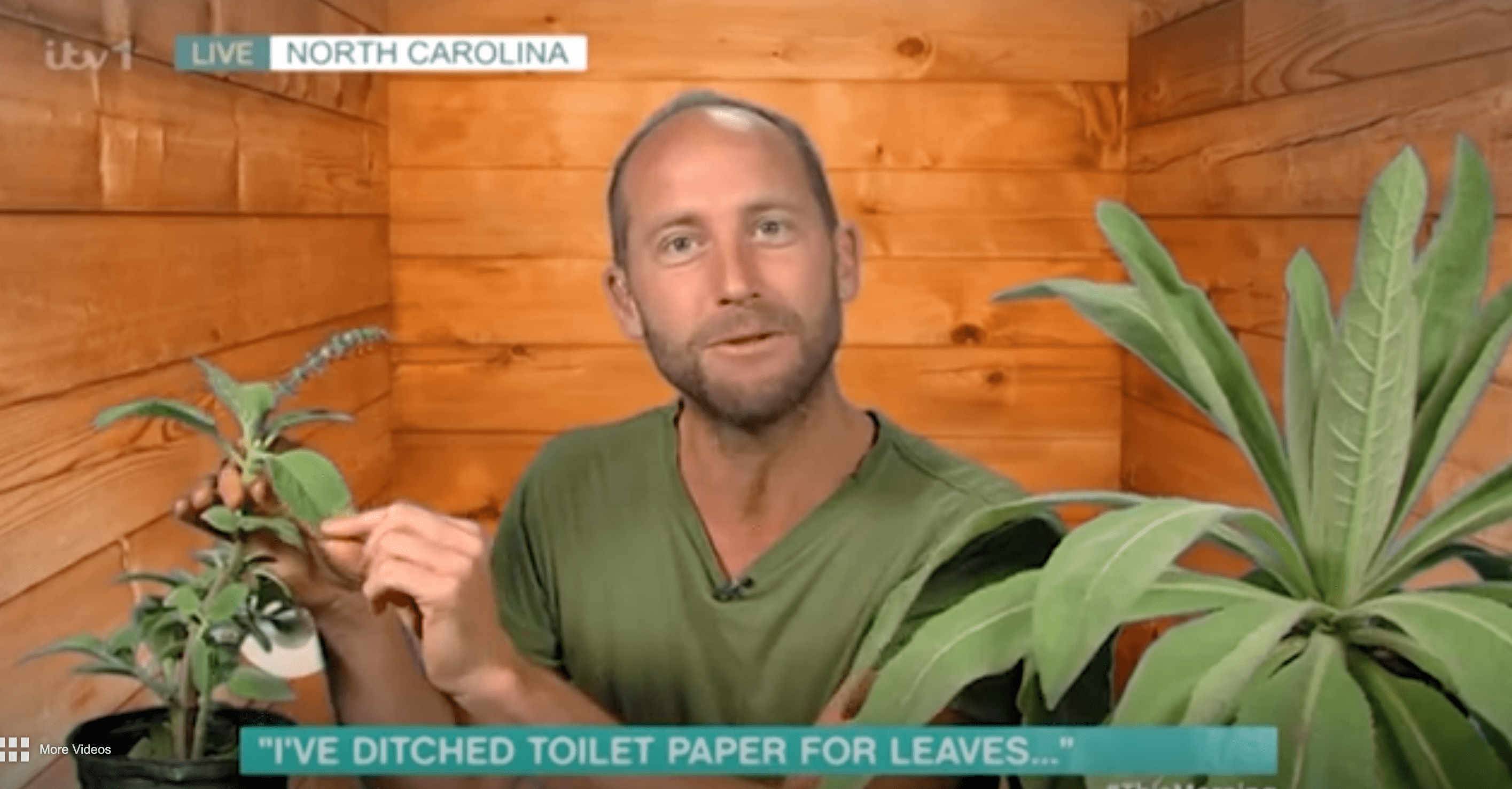 This Morning guest wipes his bum with plant leaves
