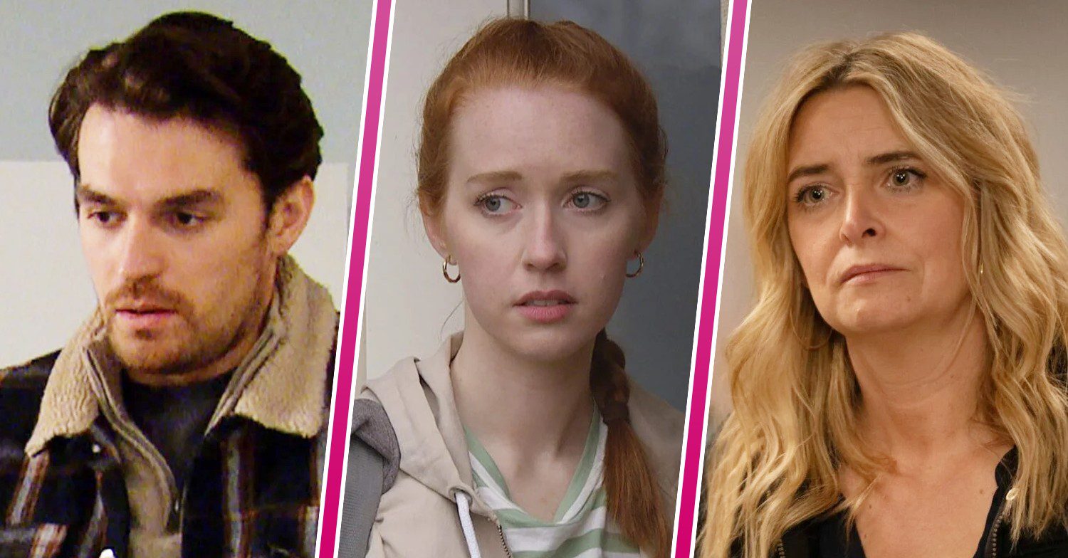 Composite image of Chloe, Mack and Charity on Emmerdale (Credit: ITV/Composite: ED!)