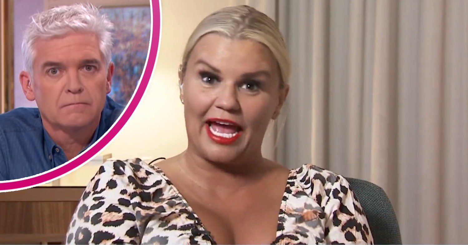 Kerry Katona ranting and Phillip Schofield in a circle