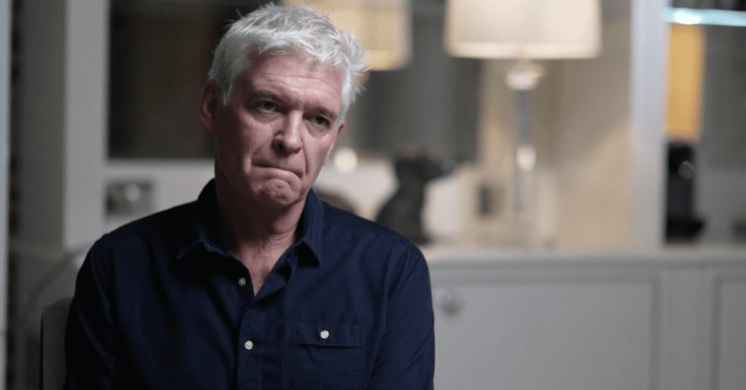 Phillip Schofield looking sad during interview