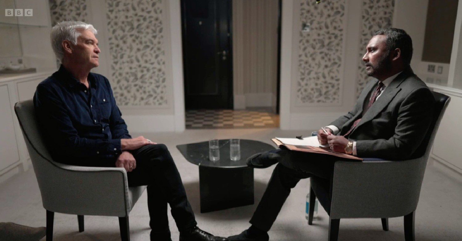 Phillip Schofield talking to Amol Rajan