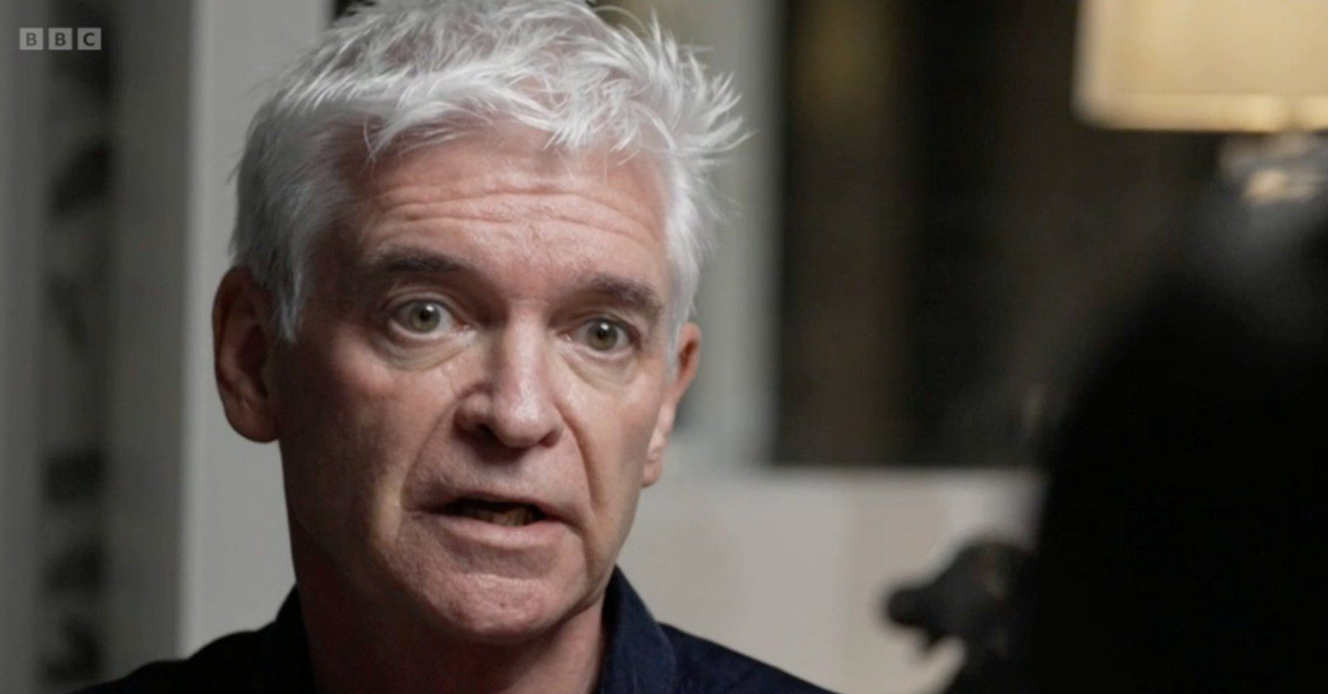 Phillip Schofield looking shocked on his BBC interview