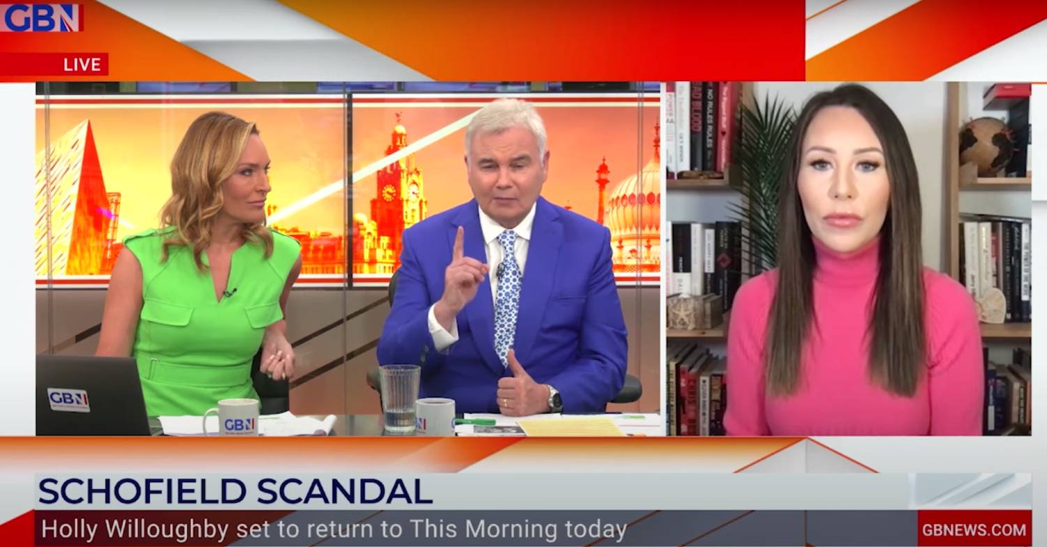 Eamonn Holmes raises a fingers as he speaks about Phillip Schofield