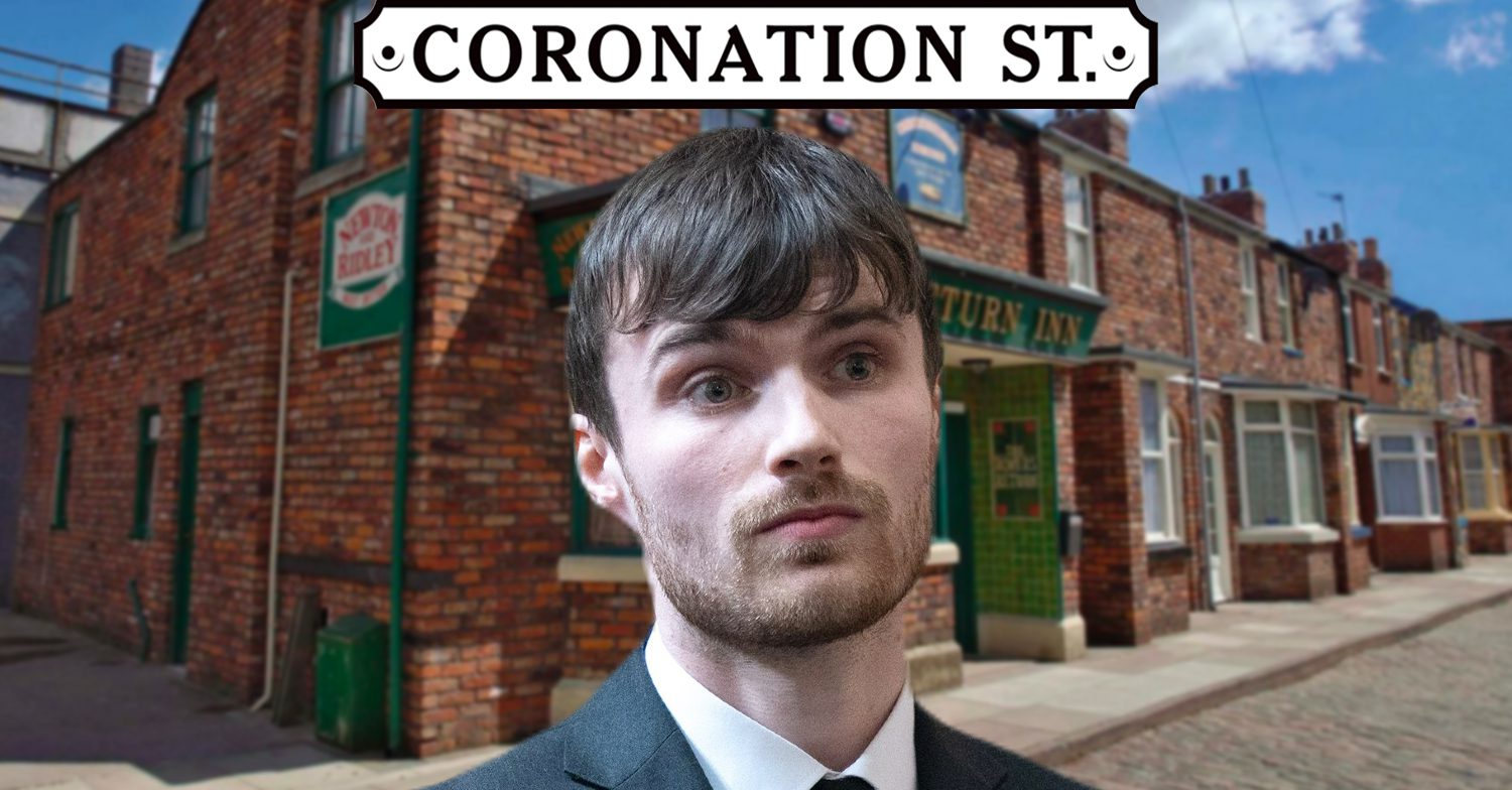 Coronation Street's Justin, the Coronation Street logo and background of the Rovers