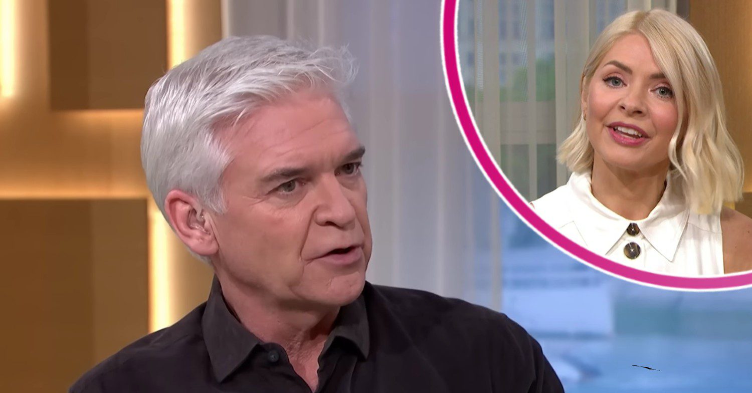 Phillip Schofield looking serious with Holly Willoughby on This Morning