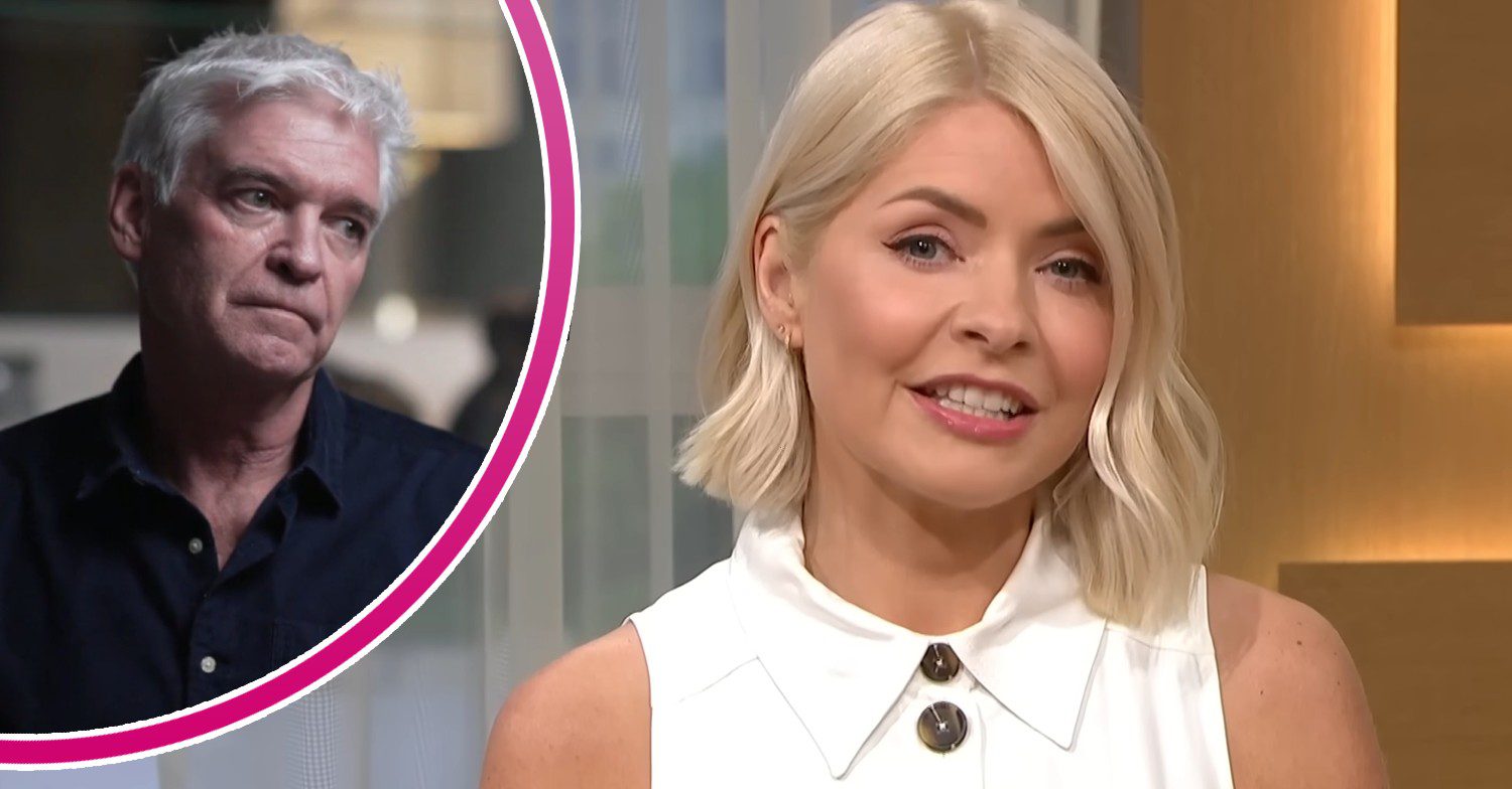 Holly Willoughby speaks on This Morning/Phillip Schofield frowns