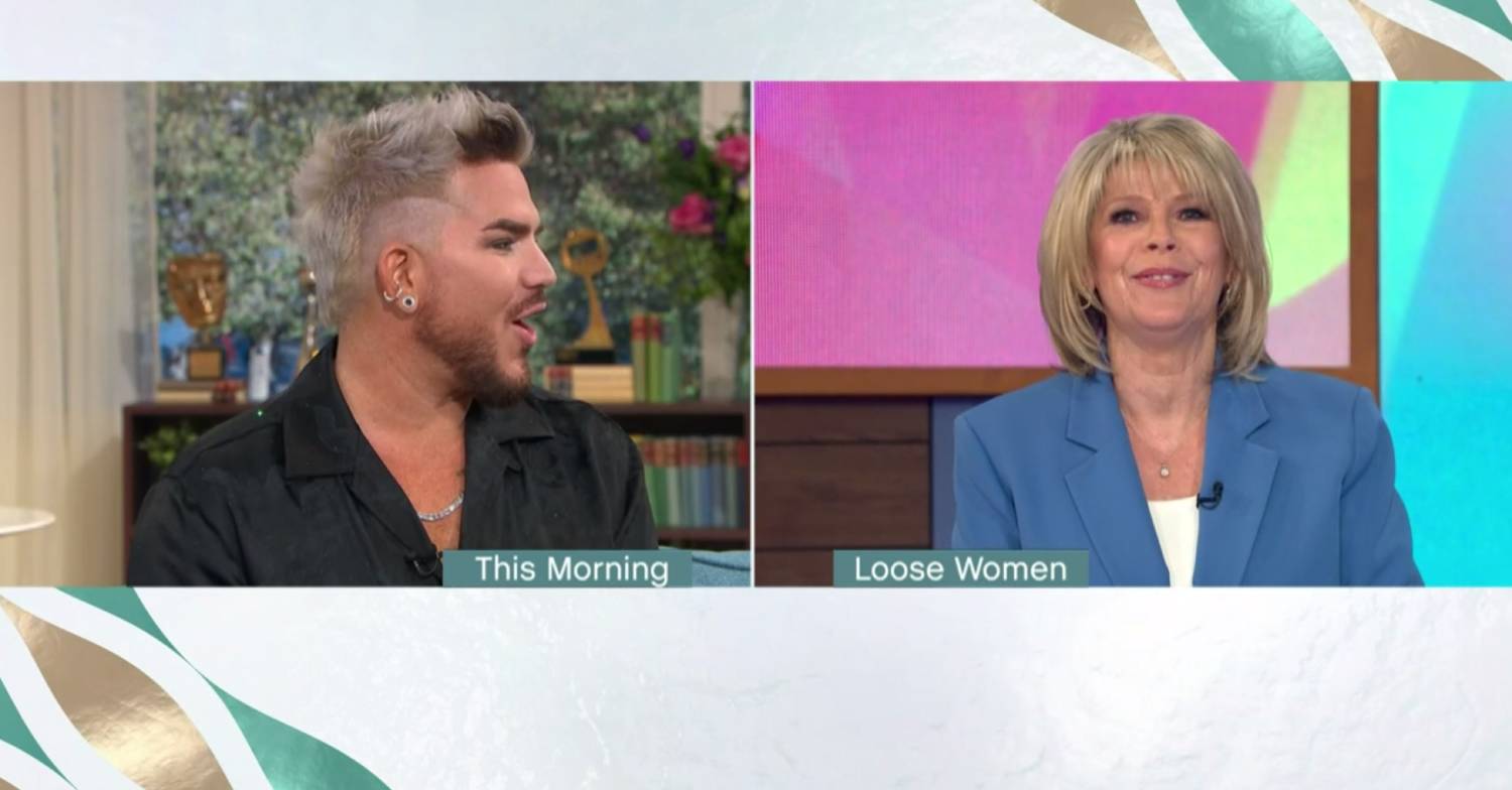 Ruth Langsford looks pleased as Adam Lambert responds