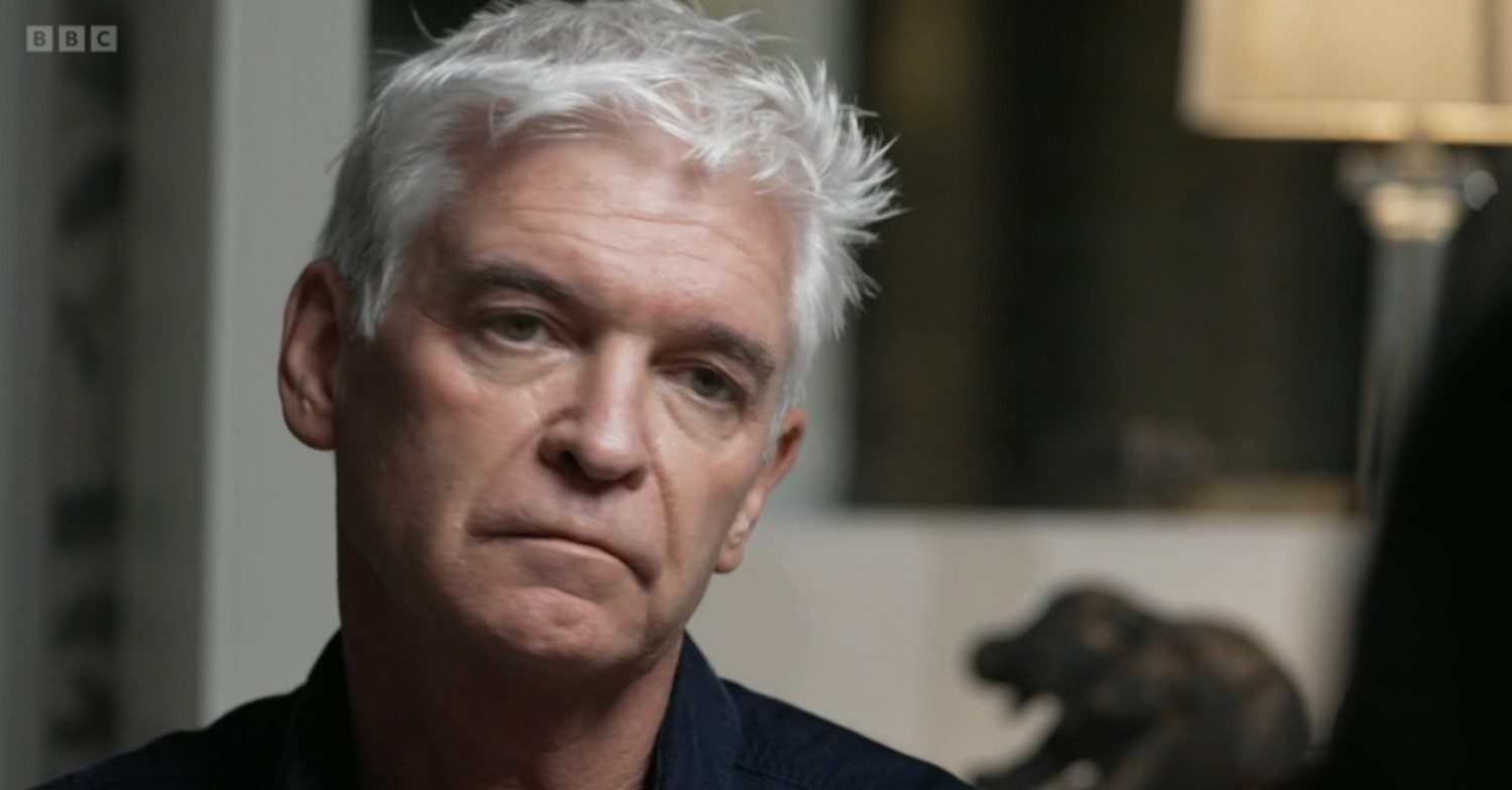 Phillip Schofield looking sad during BBC interview