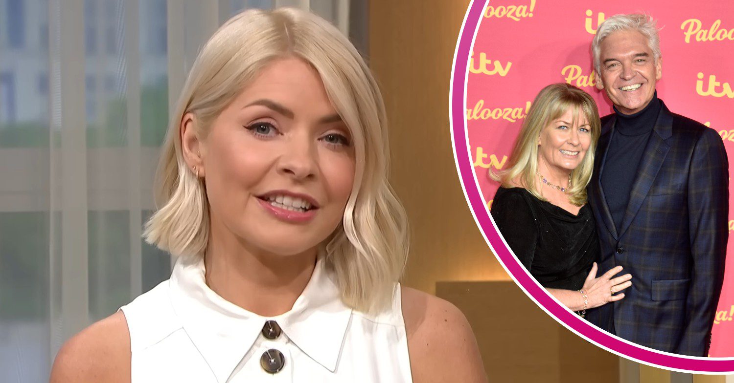Holly Willoughby smiles on This Morning/Stephanie and Phil pose at event